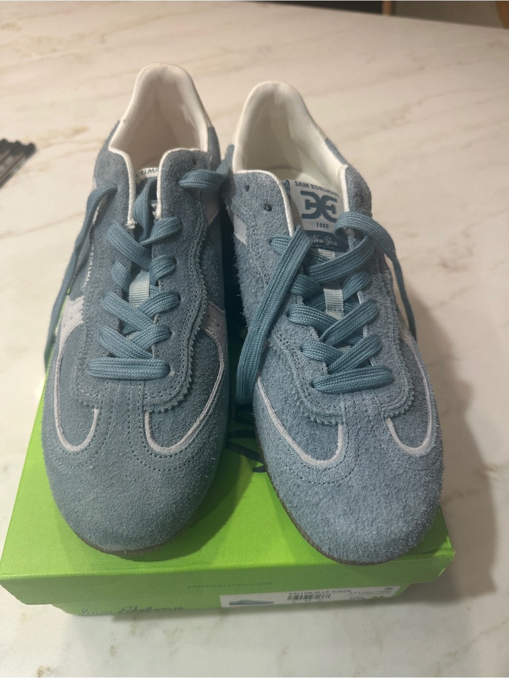 Sam Edelman Light Blue Suede Athletic Sneakers